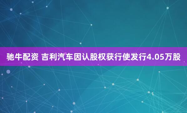 驰牛配资 吉利汽车因认股权获行使发行4.05万股